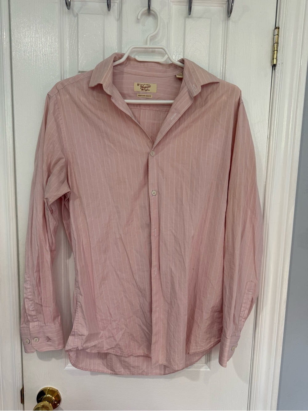 Original Penguin women’s  Light Pink Pinstripe Dress Shirt